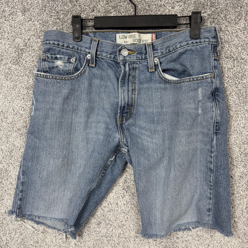 Levis 527 Cutoff Denim Jeans Shorts 32x10 Distressed Y2K Indie Sleaze Grunge